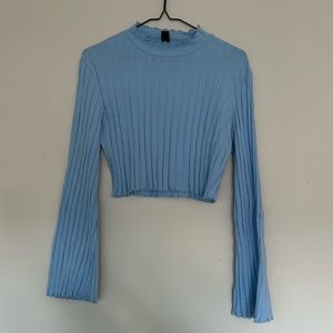 SHEIN light blue long sleeve short blouse